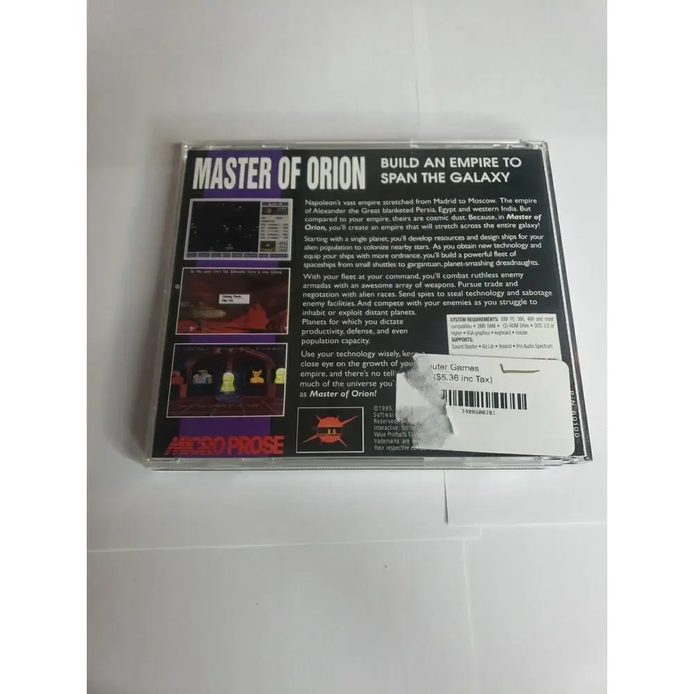 PC Game - Master of Orion Strategy CD-ROM Game - MicroProse Software Case Broken